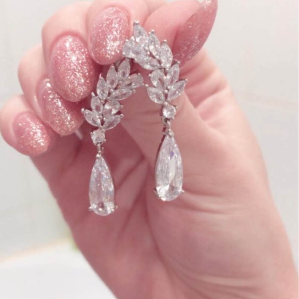 Zircon water drop crystal pendant drop earring
